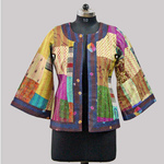 Vintage Silk Kantha Flared Sleeve Jacket