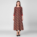 Red Printed Floral Kurta