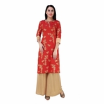 Red Gold Printed Kurta