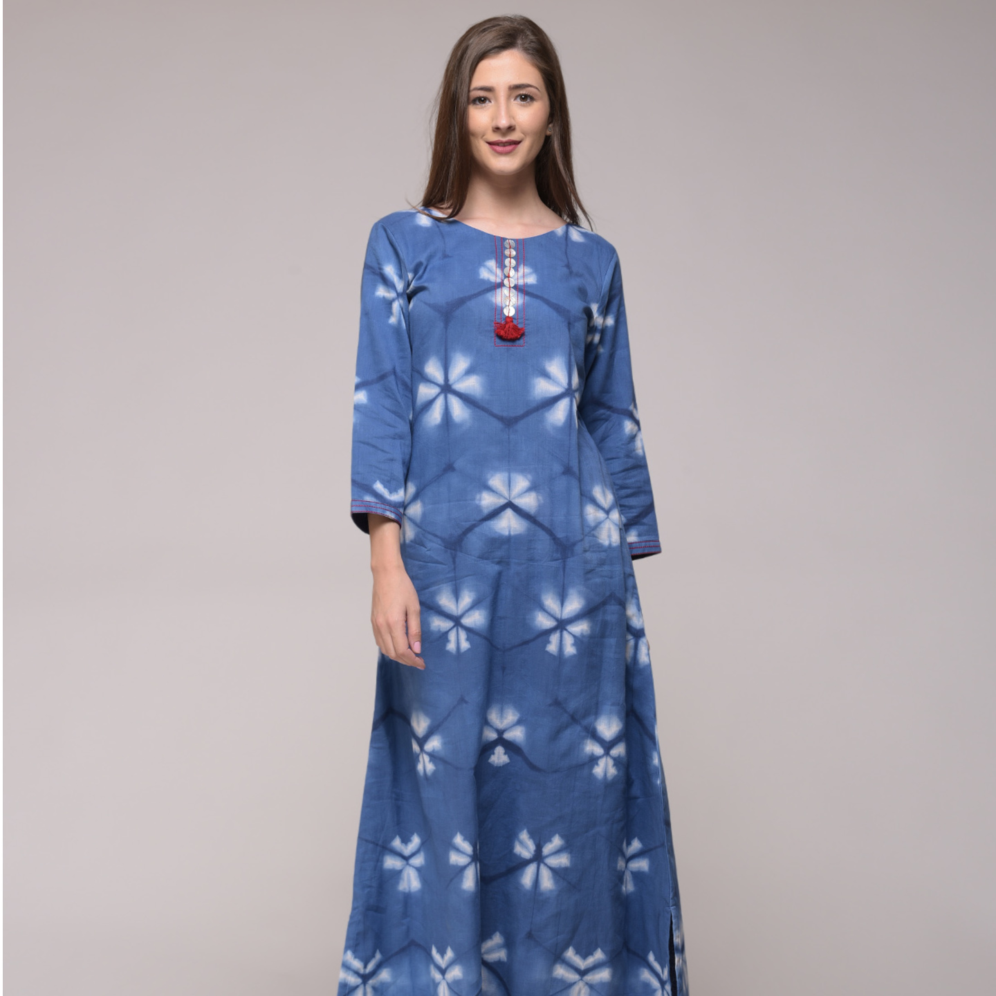 Blue Floral Slit Dress