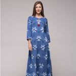 Blue Floral Slit Dress