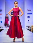 Ombre Dyed Silk Chanderi Flared Peplum Dress