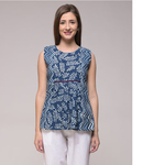 Indigo Leaf Print Top