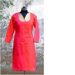 Pink Silk Shaded Chanderi Kurta