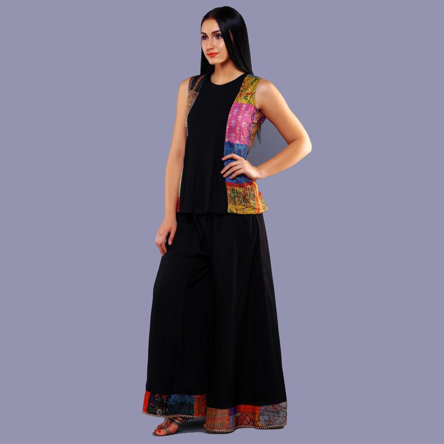 Set Of Kantha Top With Palazzos