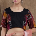 Black Ikat Patch Blouse