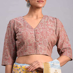 Beige Pink Printed Blouse