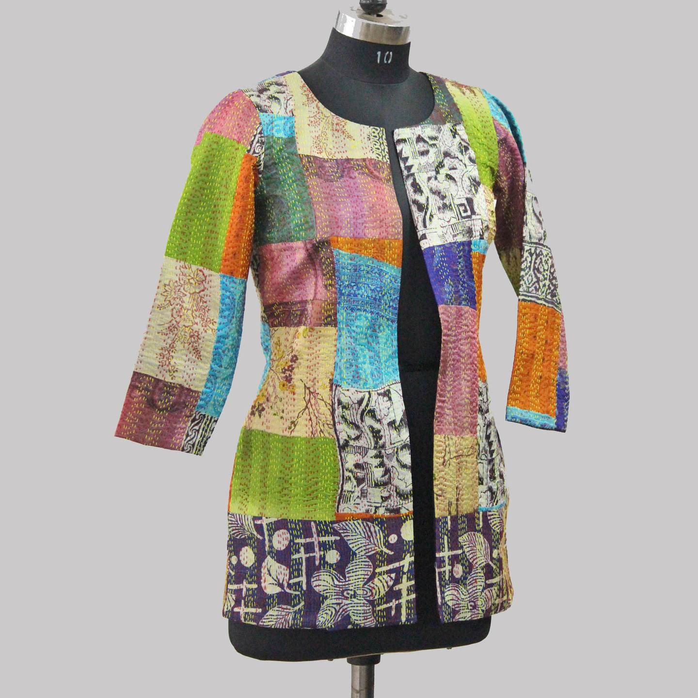Vintage silk Kantha Long Jacket