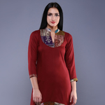 Maroon Kantha Kurta