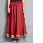 Red Cotton Silk Kantha Border Skirt