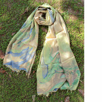 Beige Blue Green Banana Silk StoleDupatta