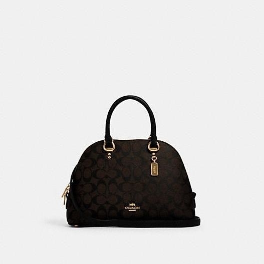 COACH Katy Satchel In Signature Canvas Gold/Brown Black