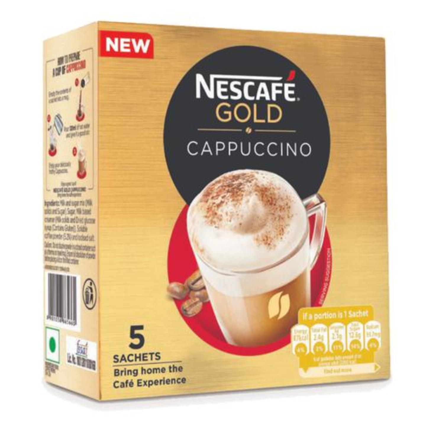 Nescafe Gold Cappuccino Instant Coffee Premix, 25 g Pack of 5