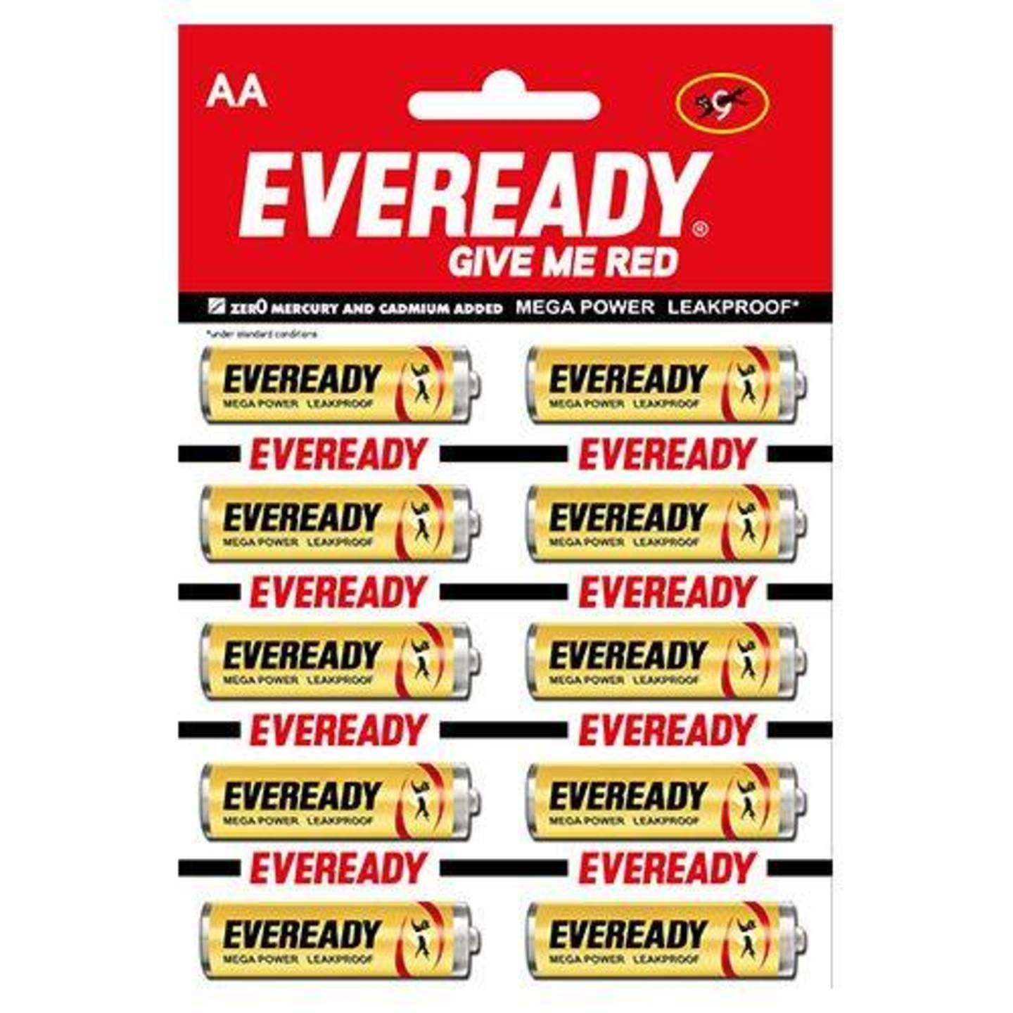 Eveready Battery - Carbon Zinc, AA, 1005 Gold, 10 pcs
