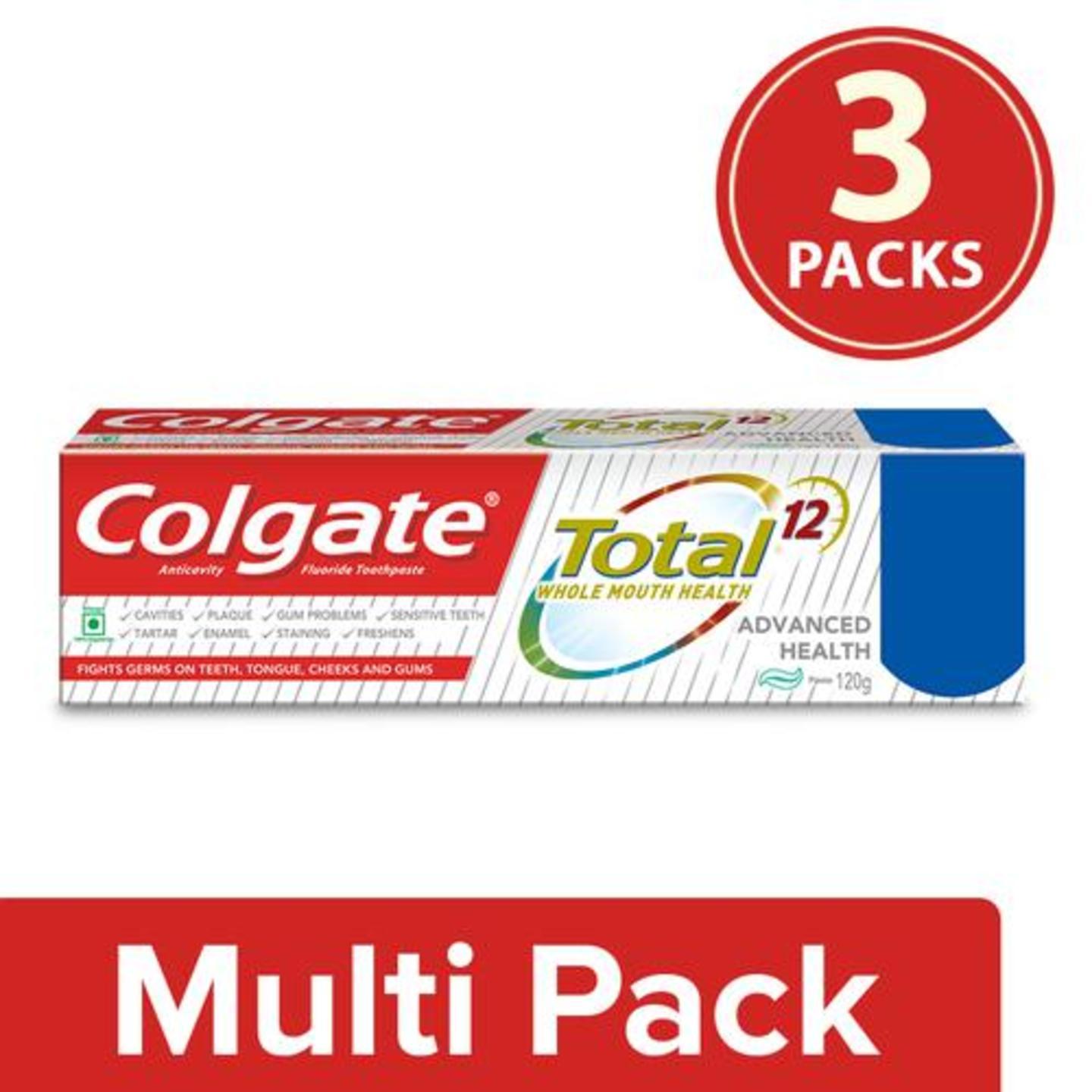 Colgate Total Advanced Health Anticavity Toothpaste, 3x120 g Multipack