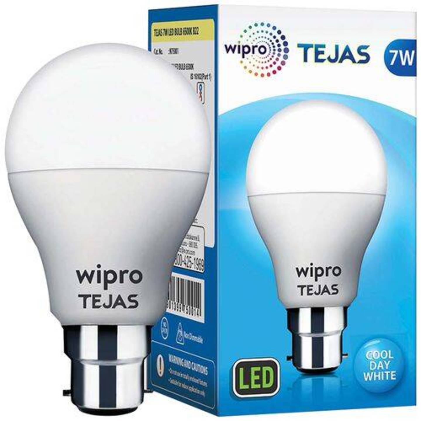 Wipro Tejas LED Bulb - 7 Watt, White, Cool Day, B22, 1 pc