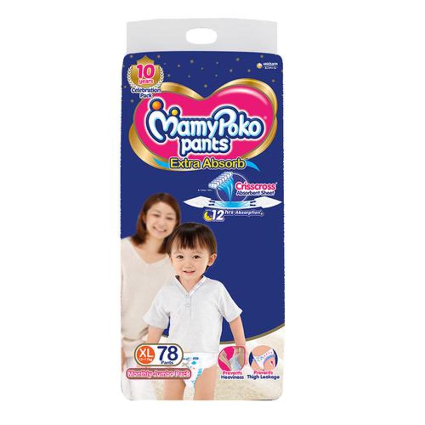 Mamypoko Pants - Extra Absorb Diaper, Extra Large Size, 78 pcs
