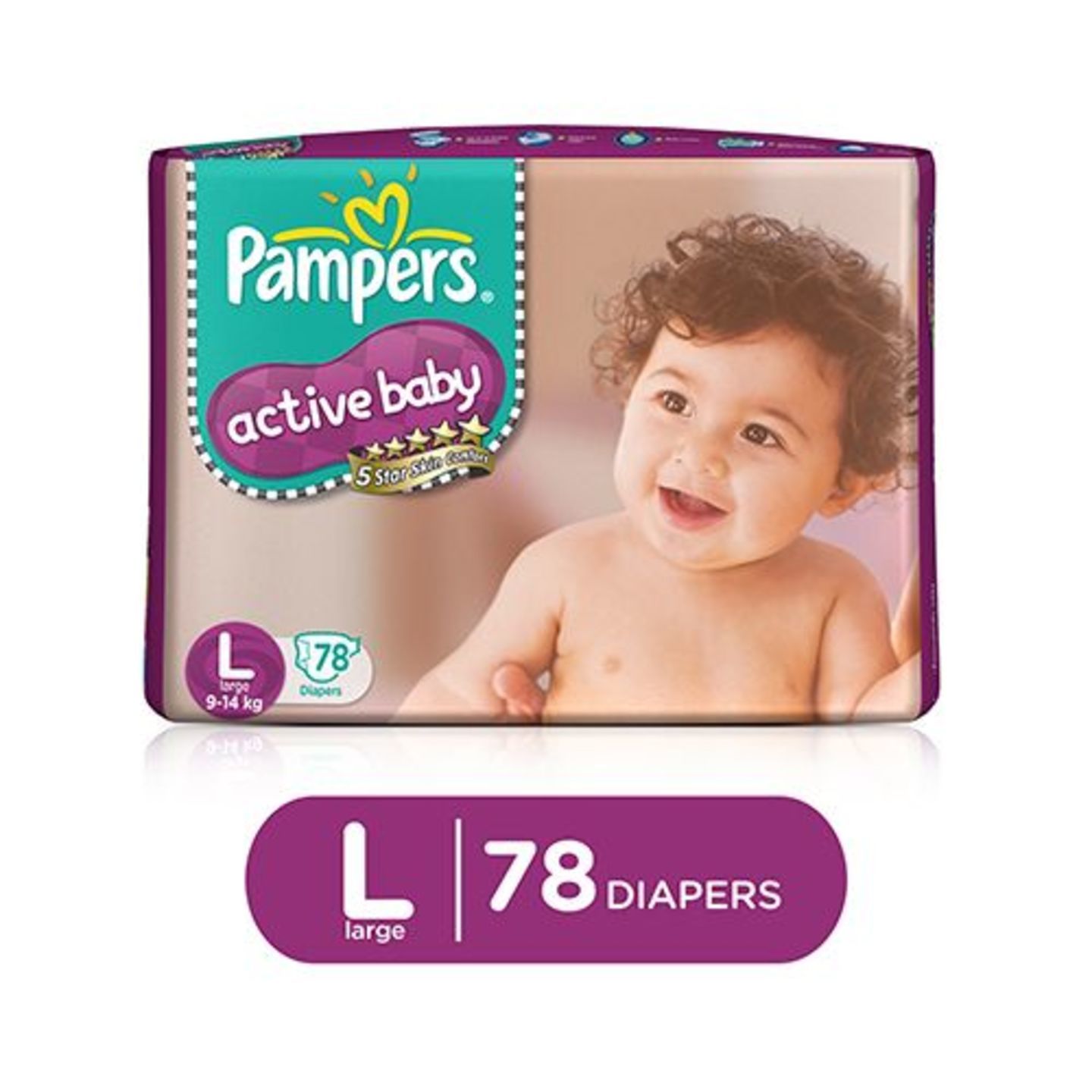 Pampers Active Baby Large (9-14 kg) - 78 Diapers, 78 pcs Pouch