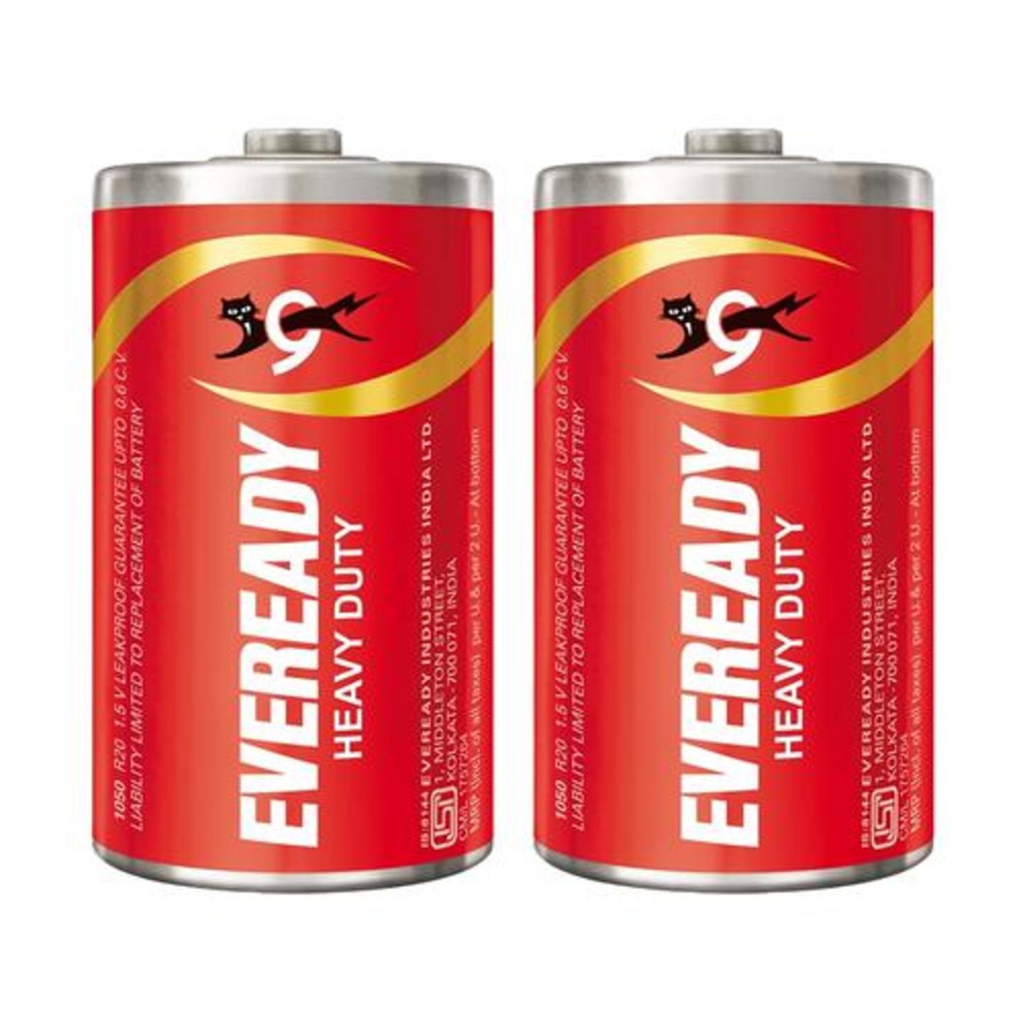 Eveready D Size Battery - Heavy Duty, 1050 R20, 2 pcs