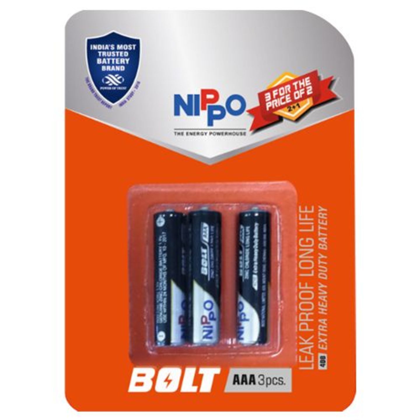 Nippo Batteries - AAA, Bolt, 3 pcs