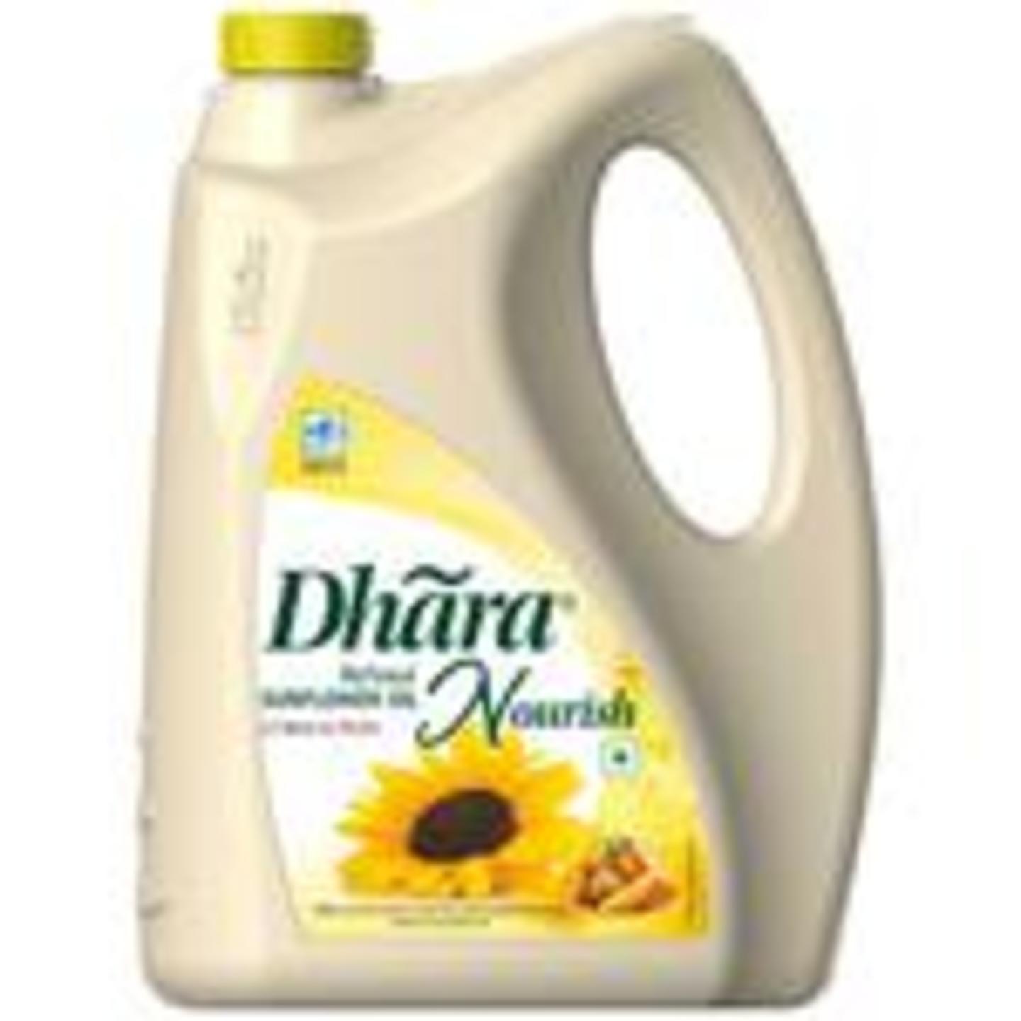 Dhara Refined - Sunflower Oil, 5 L Can