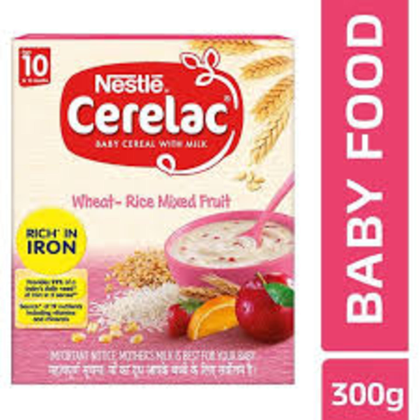 Nestle Cerelac Fortified Baby Cereal with Milk Wheat-Rice Mixed Fruit From 10 Months 300g Bib Pack