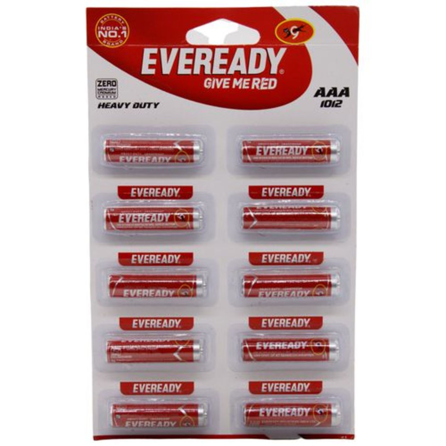 Eveready Carbon Zinc Battery Red Hd AAA 1012, 10 pcs