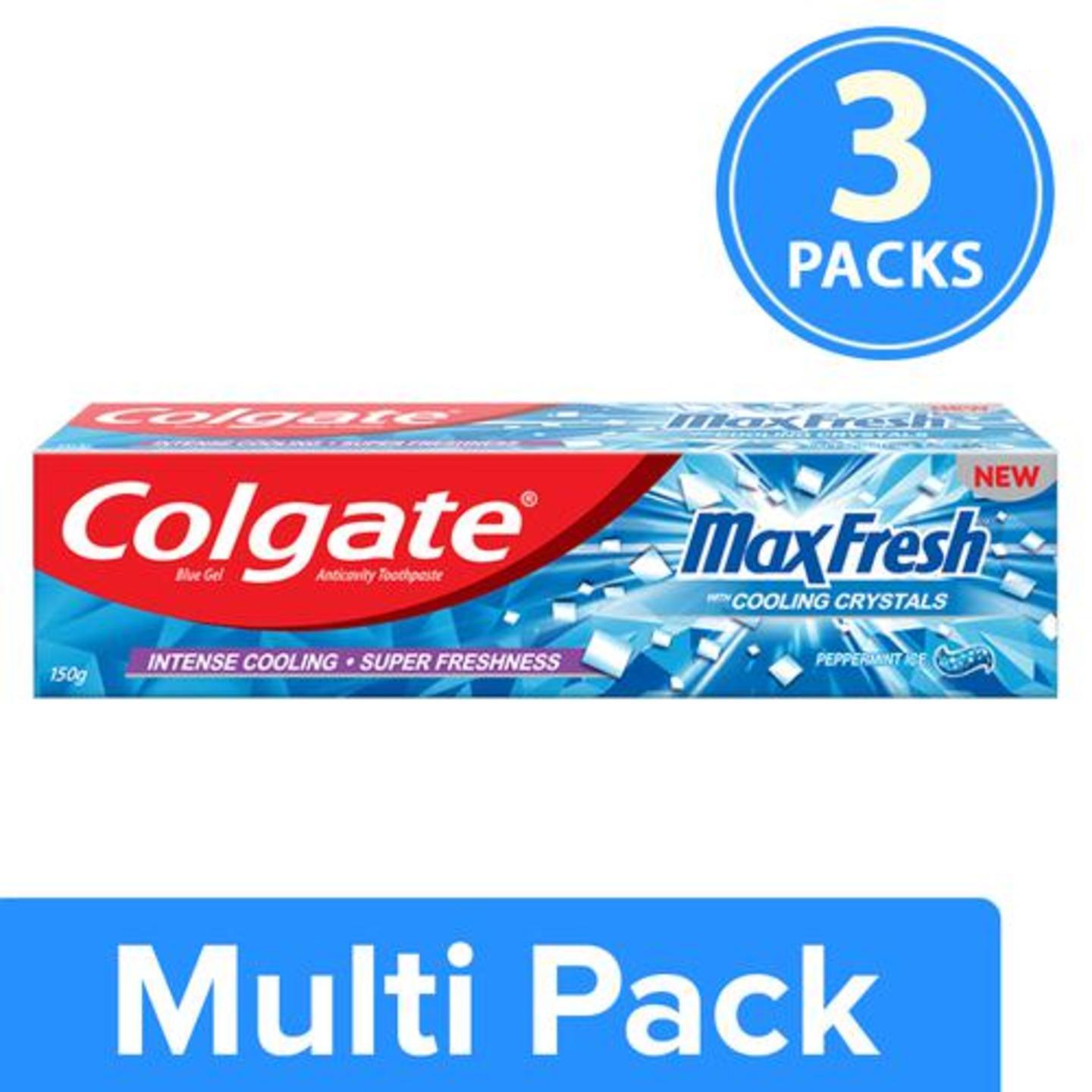 Colgate Toothpaste - MaxFresh, Anti-Cavity, Peppermint Ice, 3x150 g Multipack