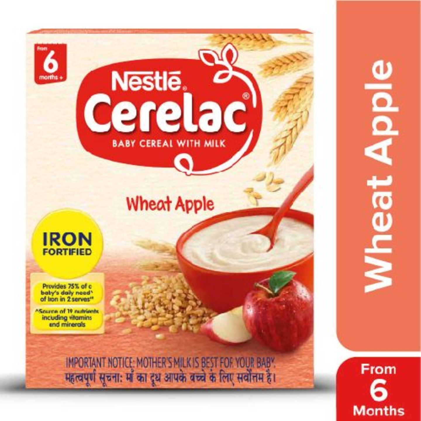 Nestle Cerelac Fortified Baby Cereal With Milk, Wheat Apple - From 6 Months, 300 g Bag-In-Box