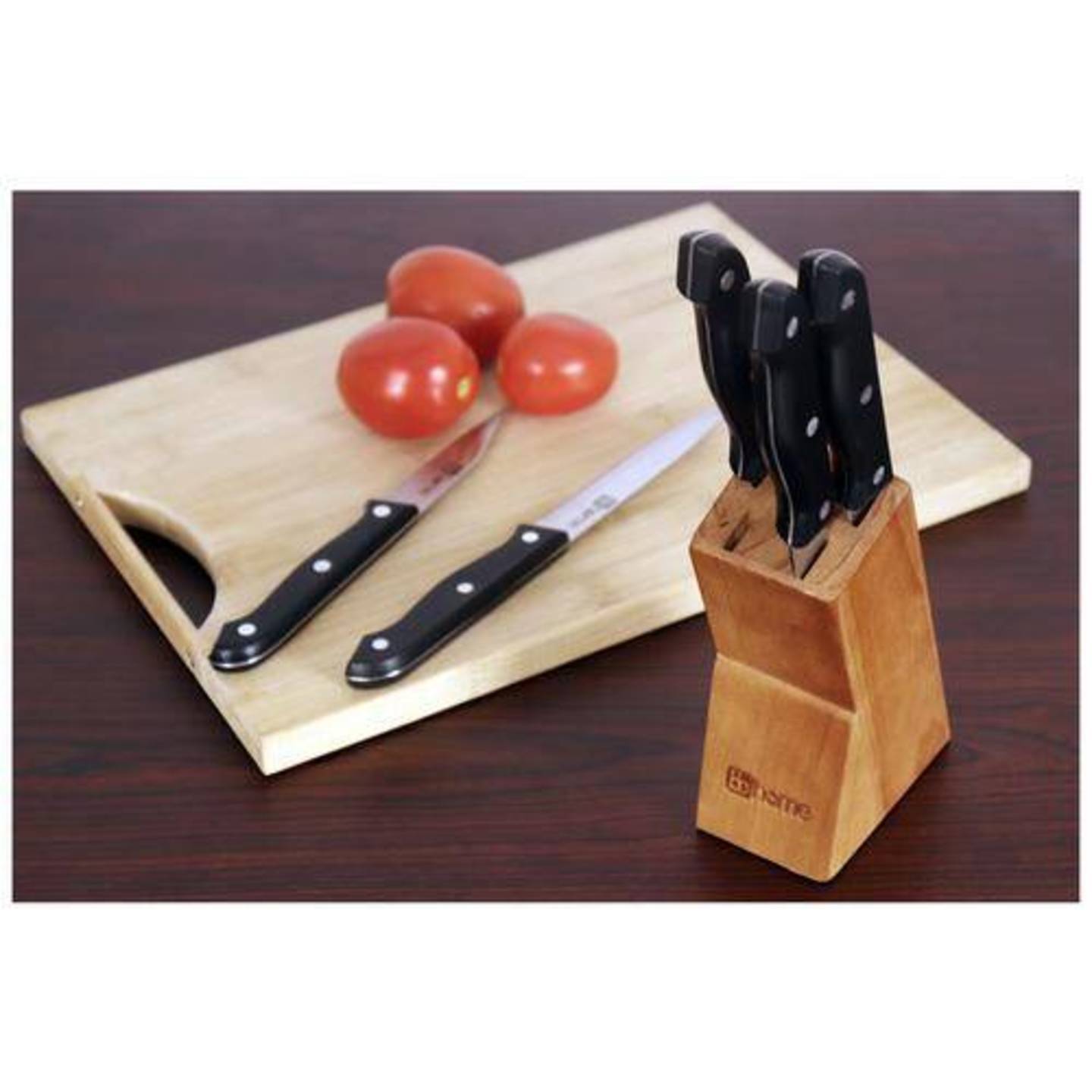 NJAK Home Kitchen Knife Set - Classic With Wooden Block, 5 pcs