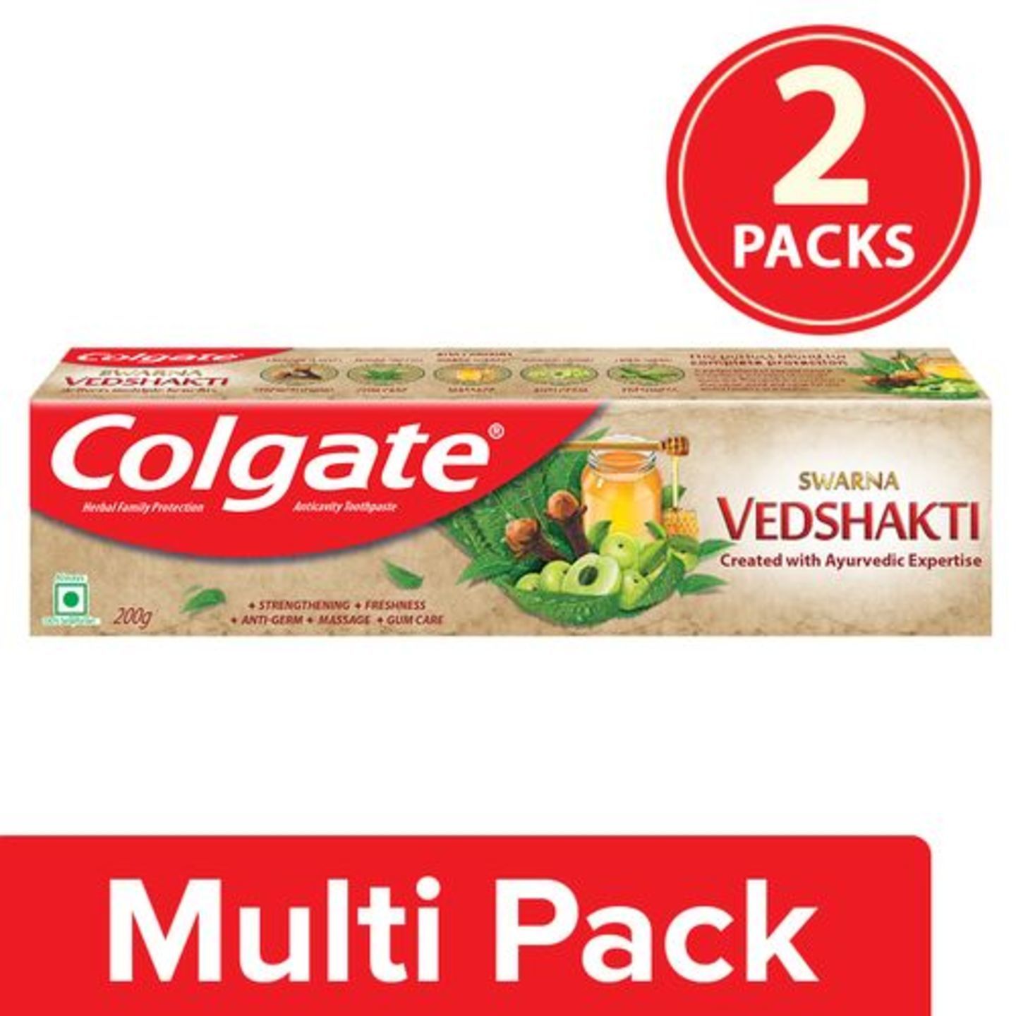 Colgate Toothpaste - Swarna Vedshakti Natural, 2x200 g Multipack