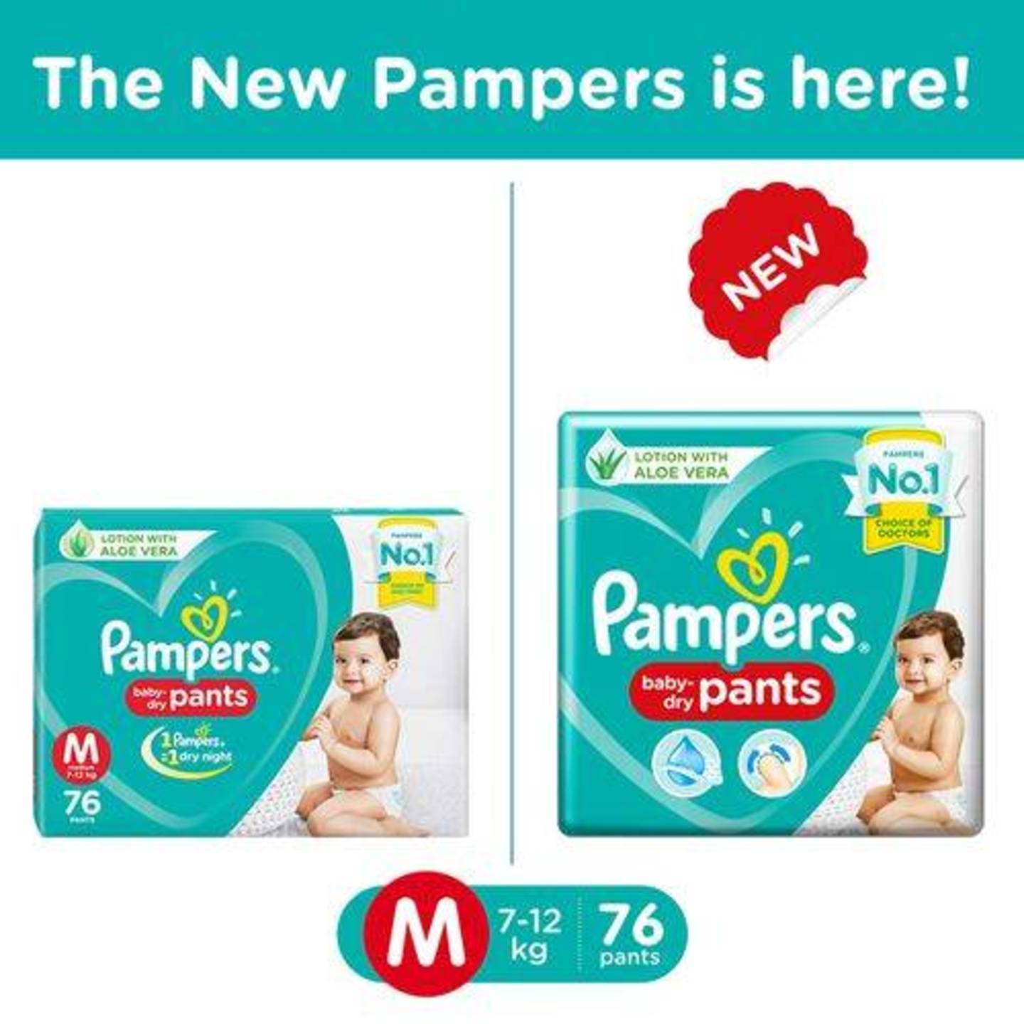 Pampers New Medium - 76 Diaper Pants, 76 pcs