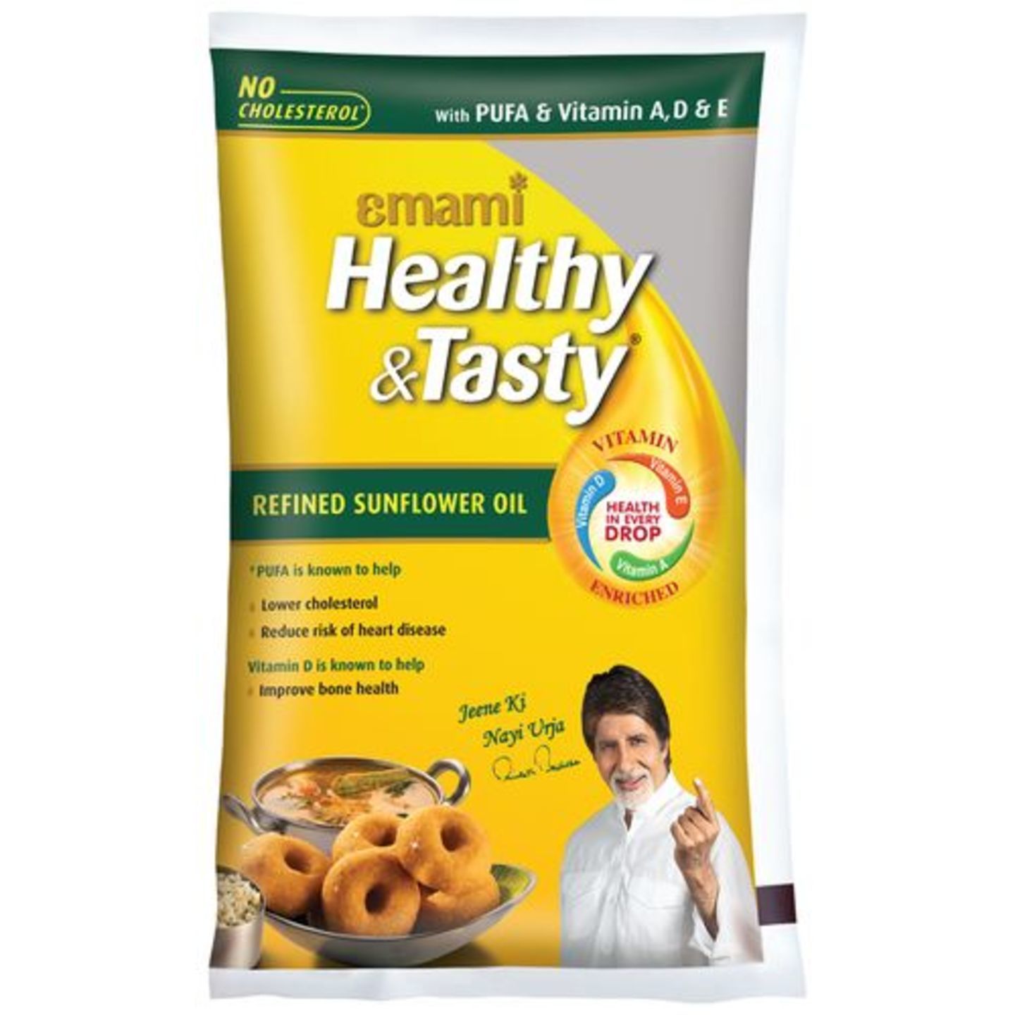Emami Healthy & Tasty - Refined Sunflower Oil, 1 L Pouch