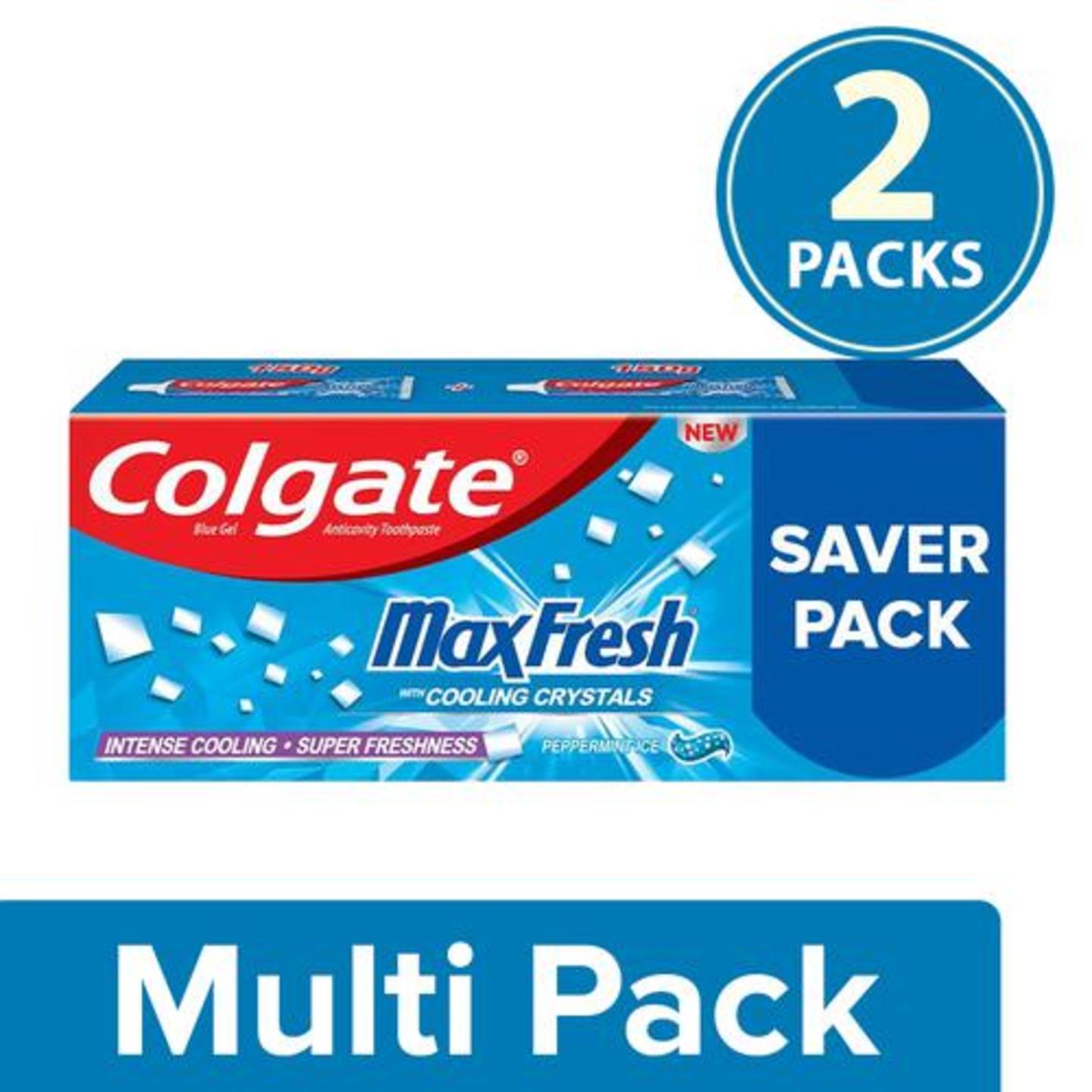 Colgate Max Fresh Anticavity Toothpaste Gel - Peppermint Ice, Saver Pack, 2x300 g (Multipack)