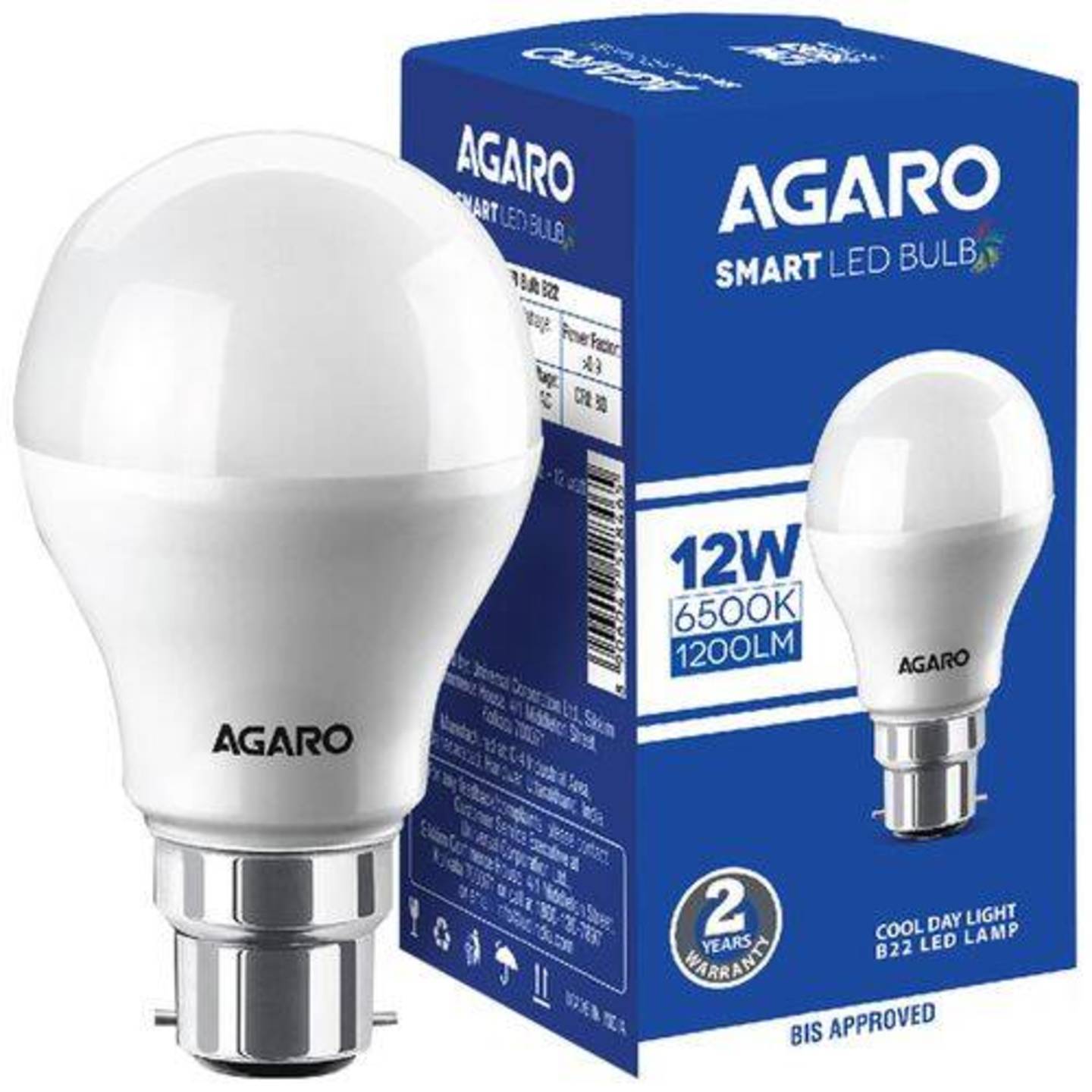 AGARO LED Bulb - 12 Watt, Cool Daylight, B22 Base, 1 pc