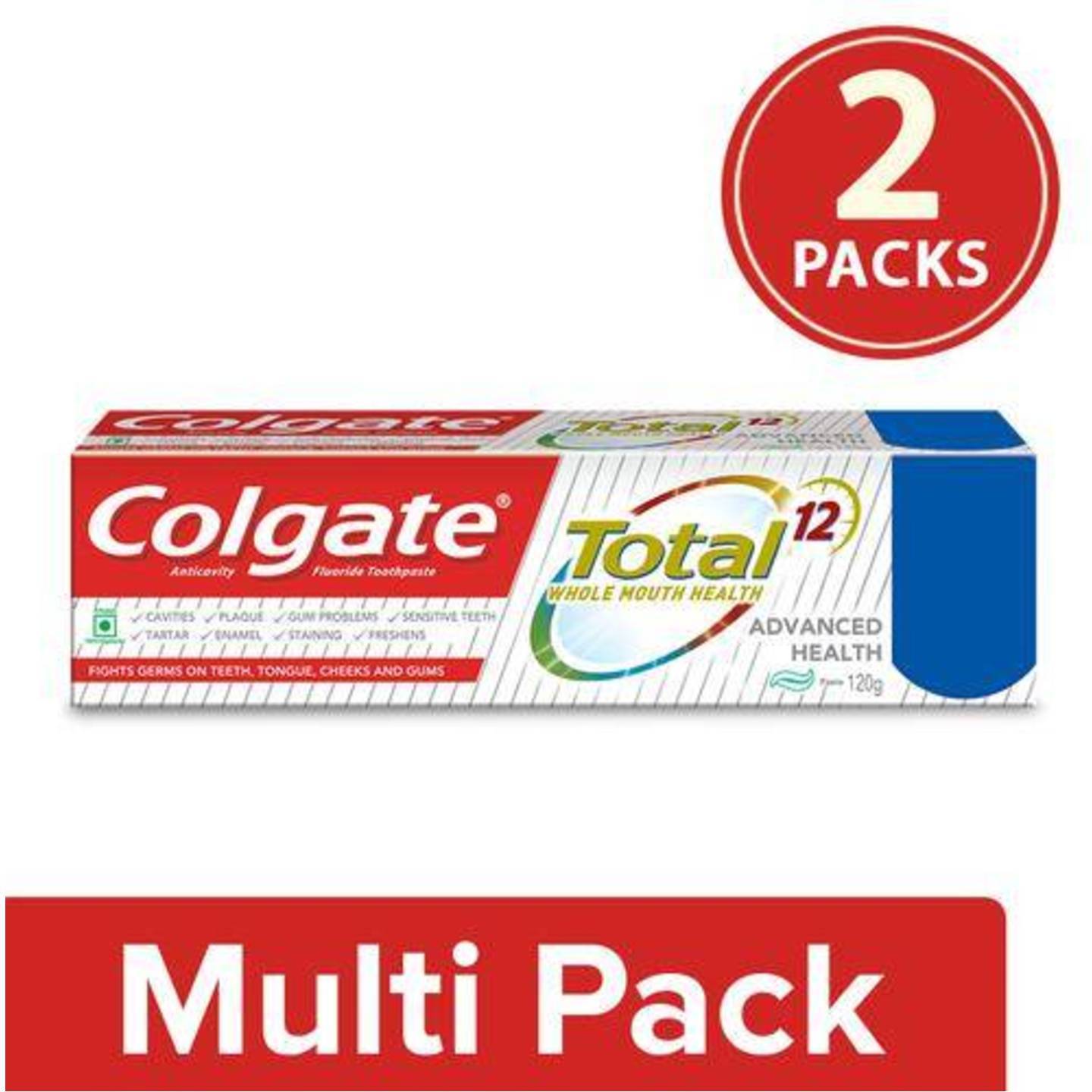 Colgate Total Advanced Health Anticavity Toothpaste, 2x120 g (Multipack)