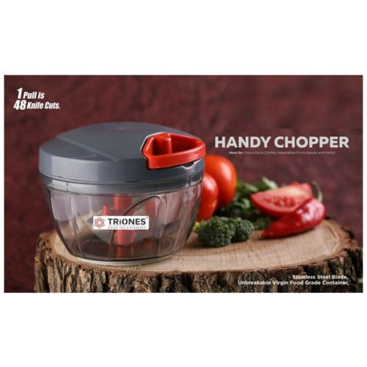 Triones Vegetable/Fruit String Chopper With 3 Blades - White-Green, 1 pc