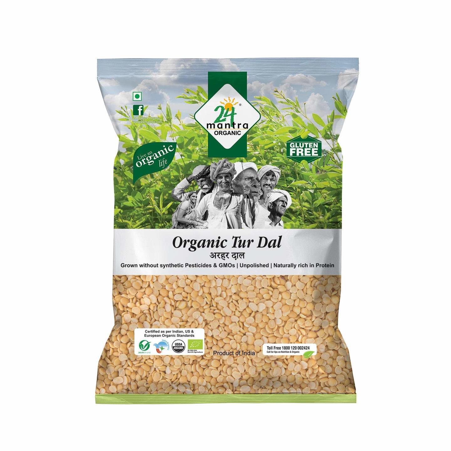 24 Mantra Organic Toor Dal/Tur Dal/Arhar Dal, 1Kg