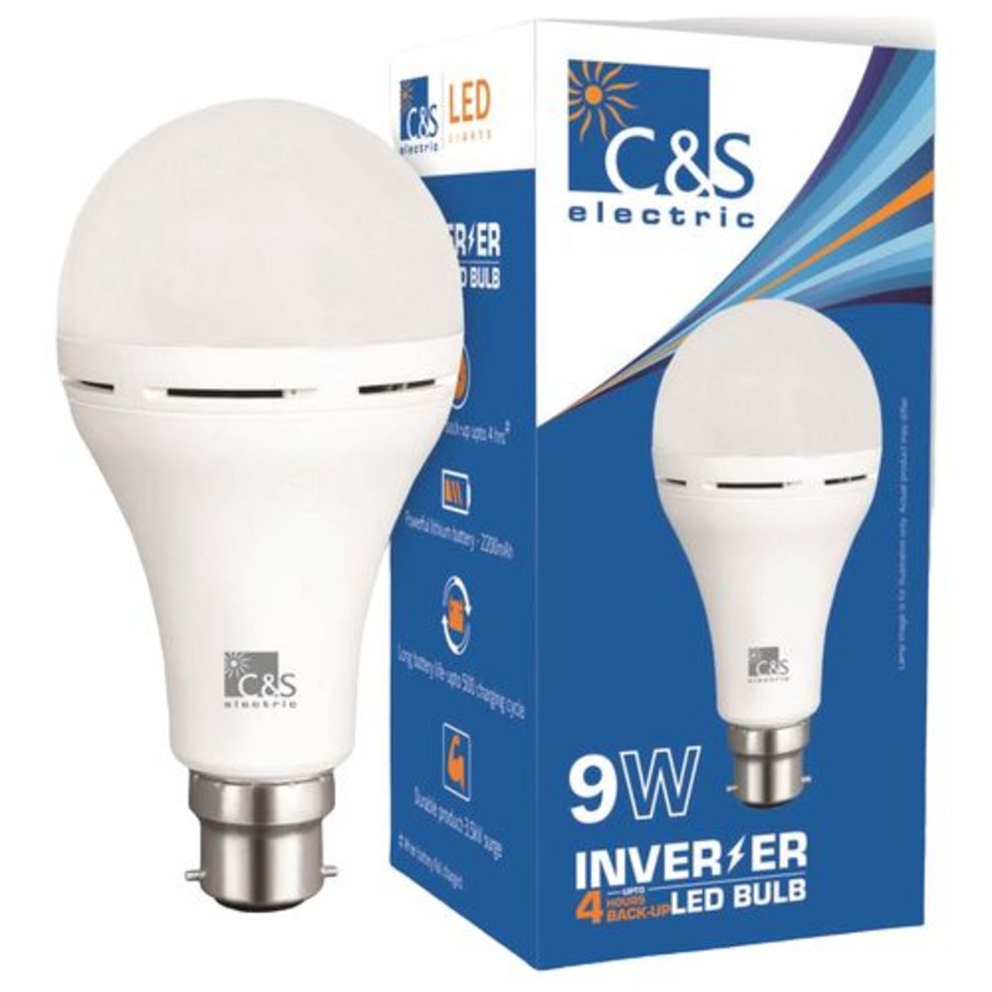 C&S Electric Inverter LED Emergency Bulb - 9 Watt, Cool White, B22, 1 pc