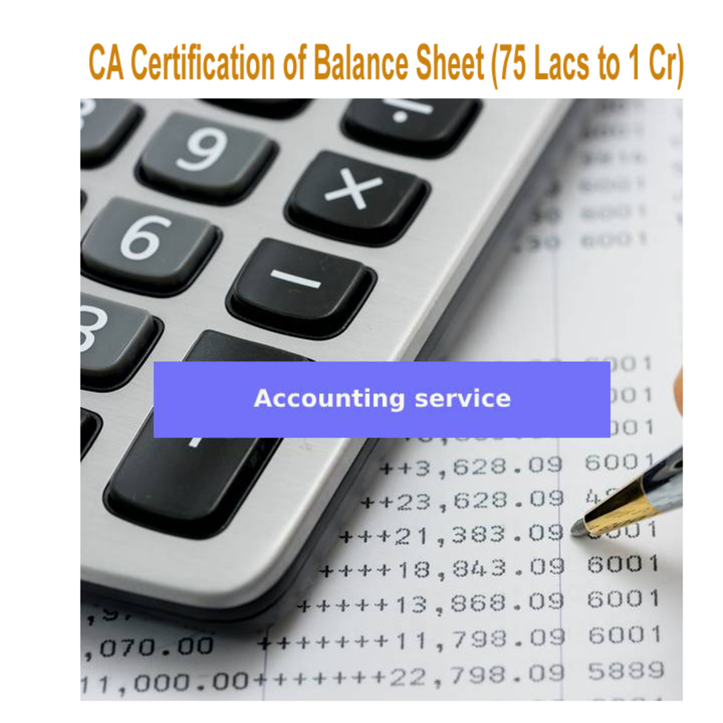 CA Certification of Balance Sheet 75 Lacs to 1 Cr