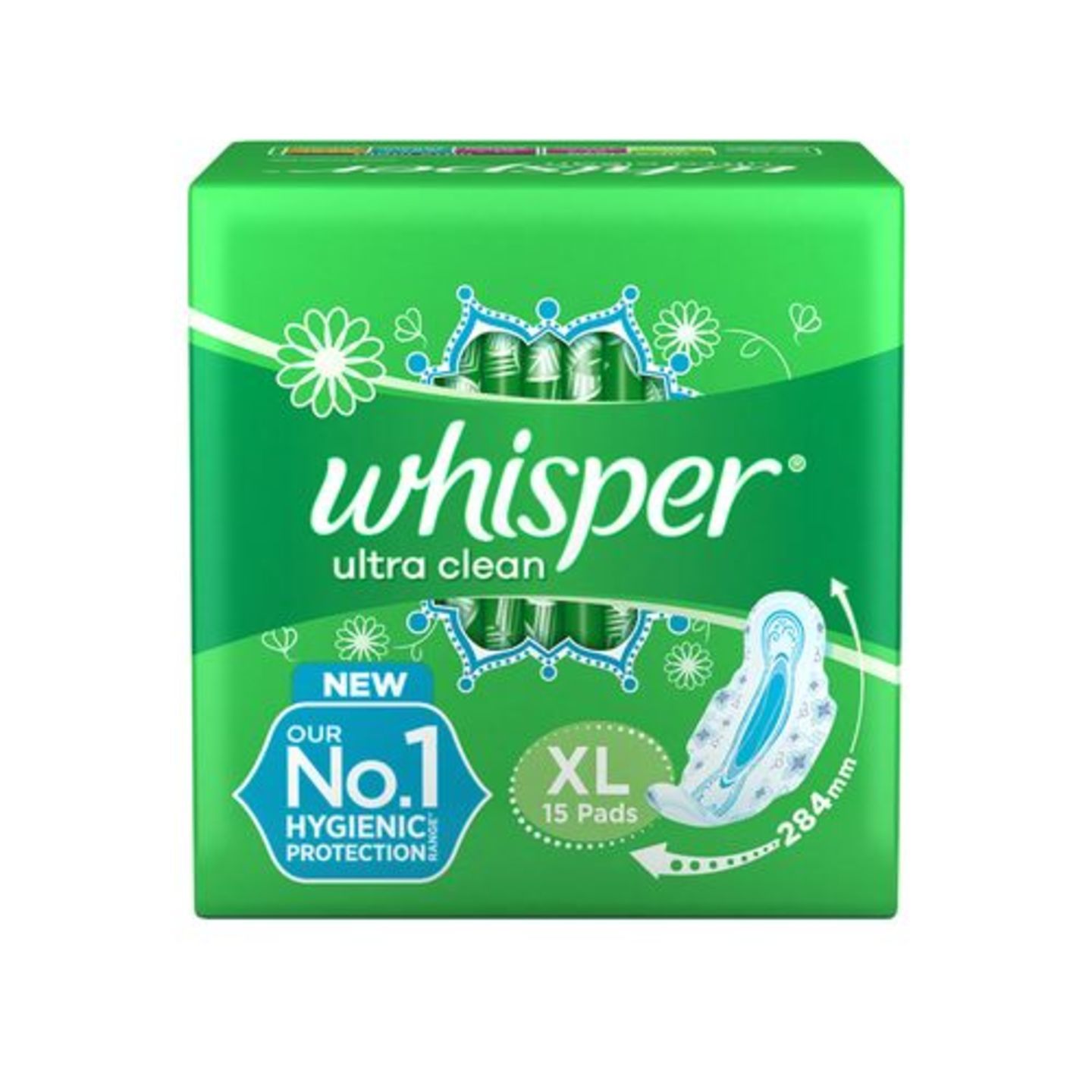Whisper Sanitary Pads - XL Wings, Clean, Ultra, 30 pcs