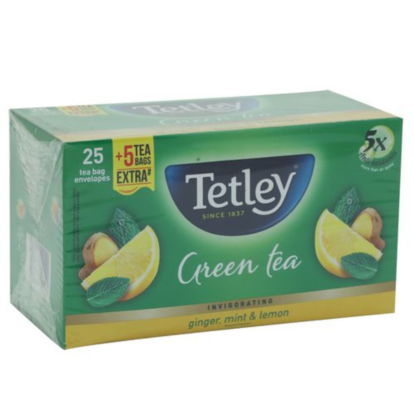 Tetley Green Tea - Ginger Mint Lemon, 50 g (25 Bags x 2 g each)