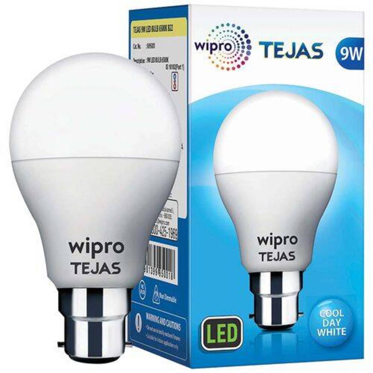 Wipro Tejas LED Bulb - 9 Watt, White, Cool Day, B22, 1 pc