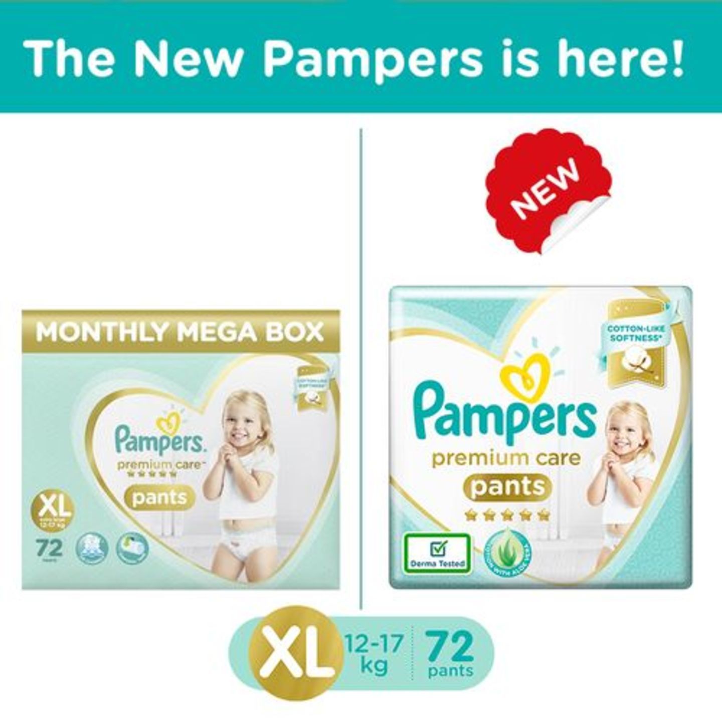Pampers Premium Care Xtra Large Monthly Box Pack - 72 Diaper Pants, 72 pcs