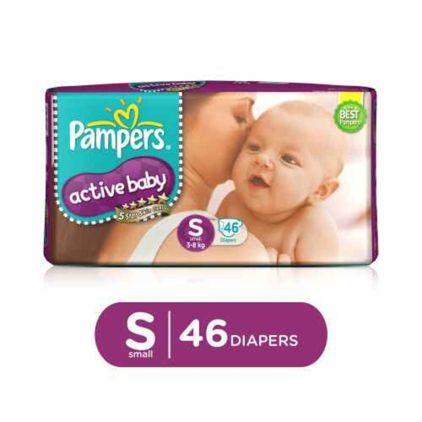 Pampers Active Baby Small (3-8 kg) - 46 Diapers, 46 pcs
