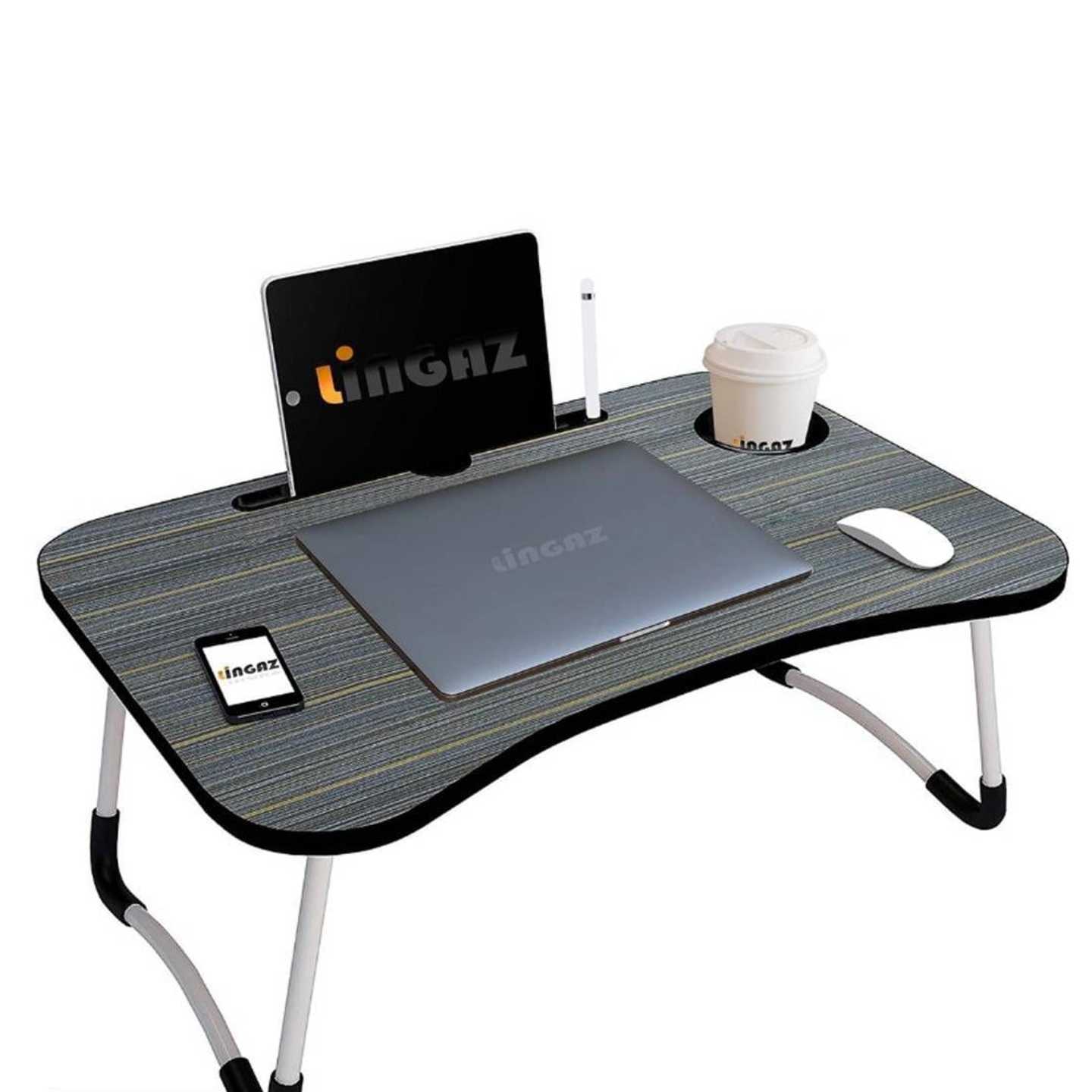 Multipurpose Laptop Table with Dock Stand  Study Table  Bed Table  Foldable & Portable  Ergonomic & Rounded Edges  Non-slip Legs