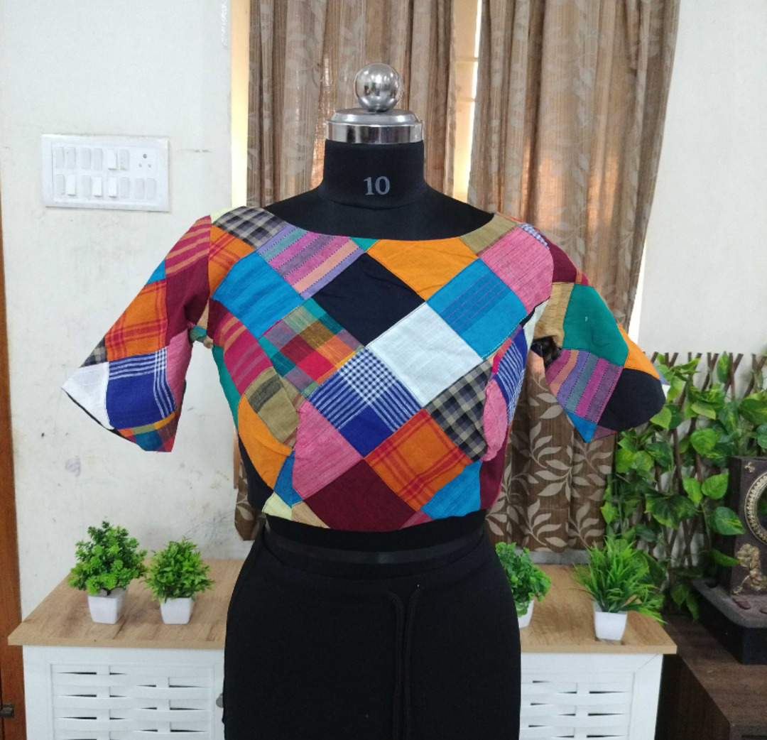 Multi colour patch work blouse