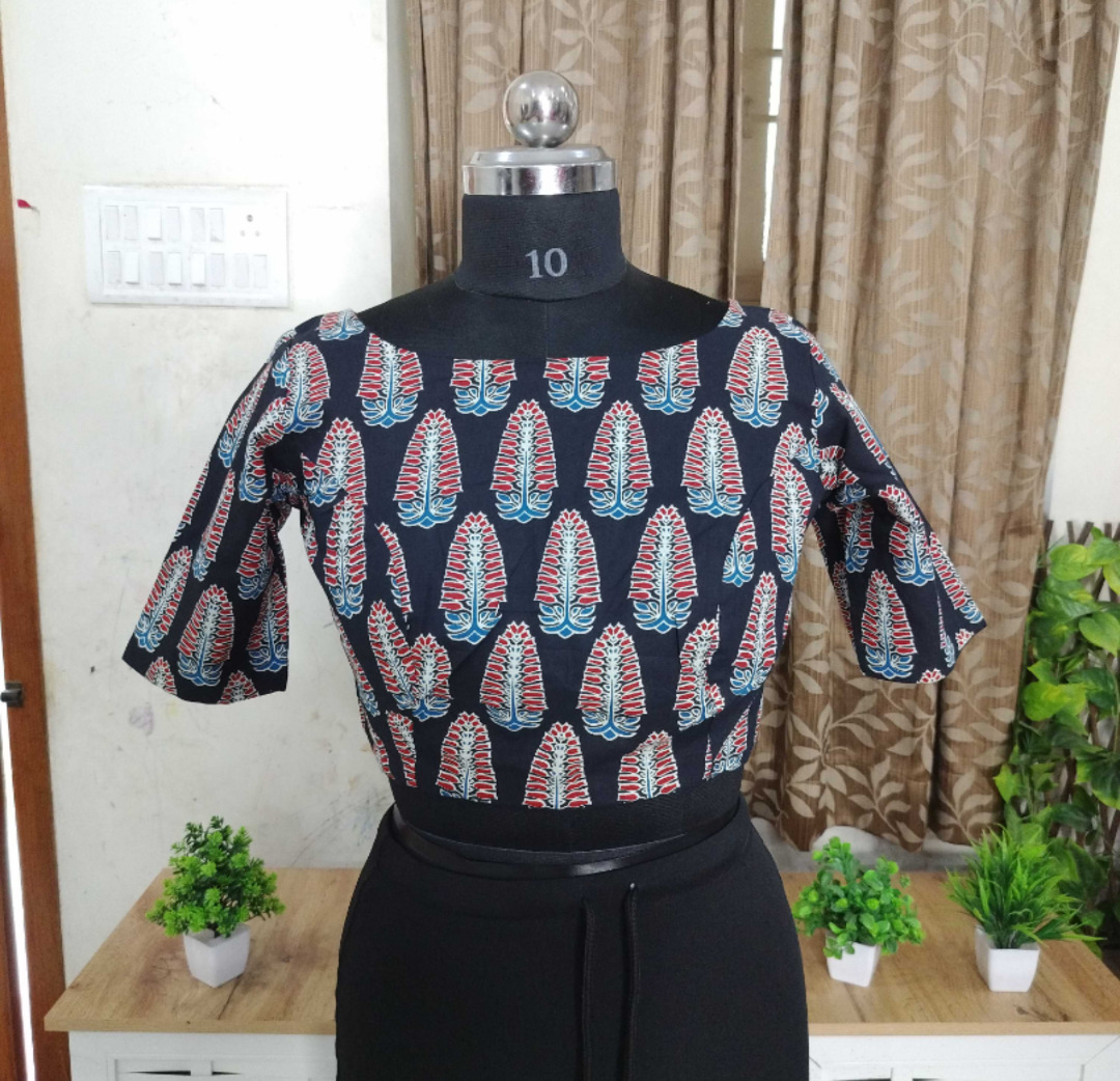 Black Ajrakh printed blouse 
