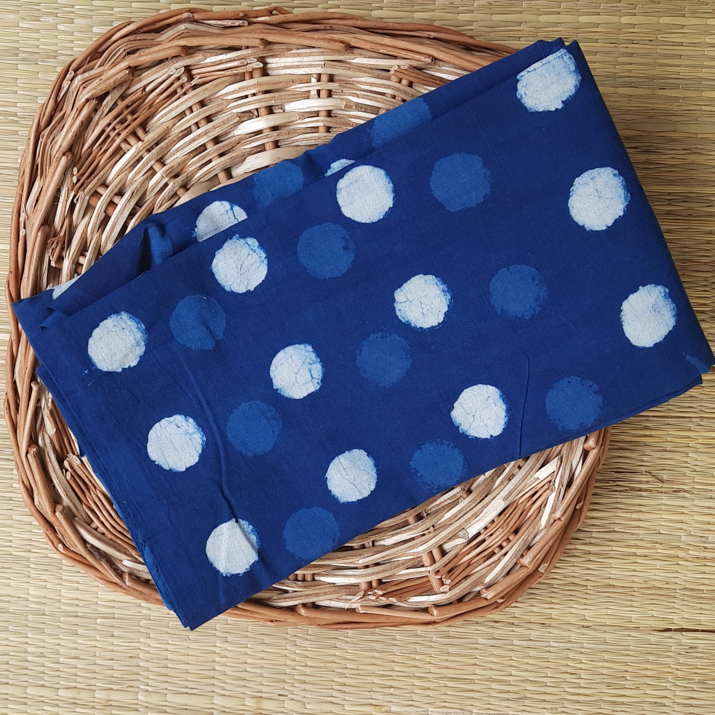 Indigo polki blouse fabric