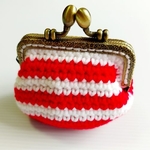 Crochet Clasp Purse S - WhiteRed